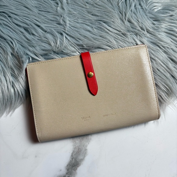 Celine strap wallet multifunction in bicolor gold hw- large - Picture 1 of 16